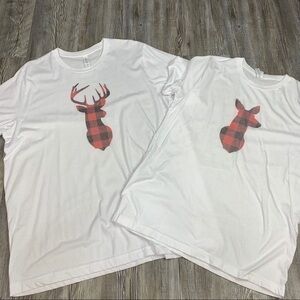Red Black Buffalo Plaid Deer Father Son Tee Bundle